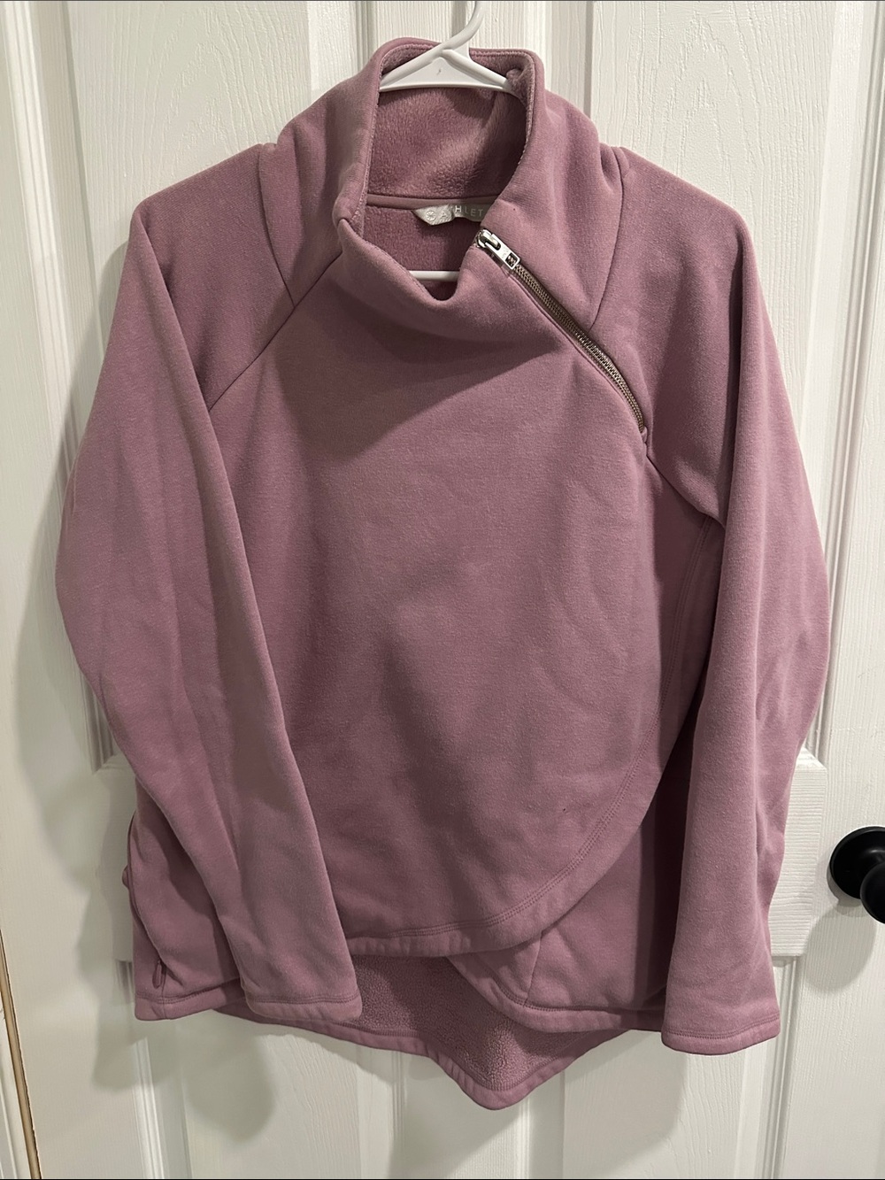 Athleta Mauve Pink Asymmetrical Zip Fleece Pullover